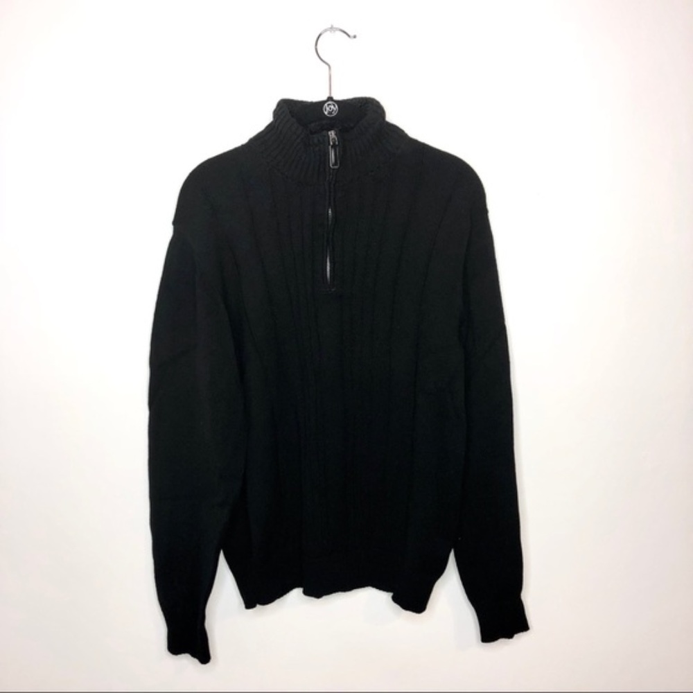 Rugged Trails Black XL Unisex 1/4 ZIP Pullover Sweater Black Faux Fur Collar